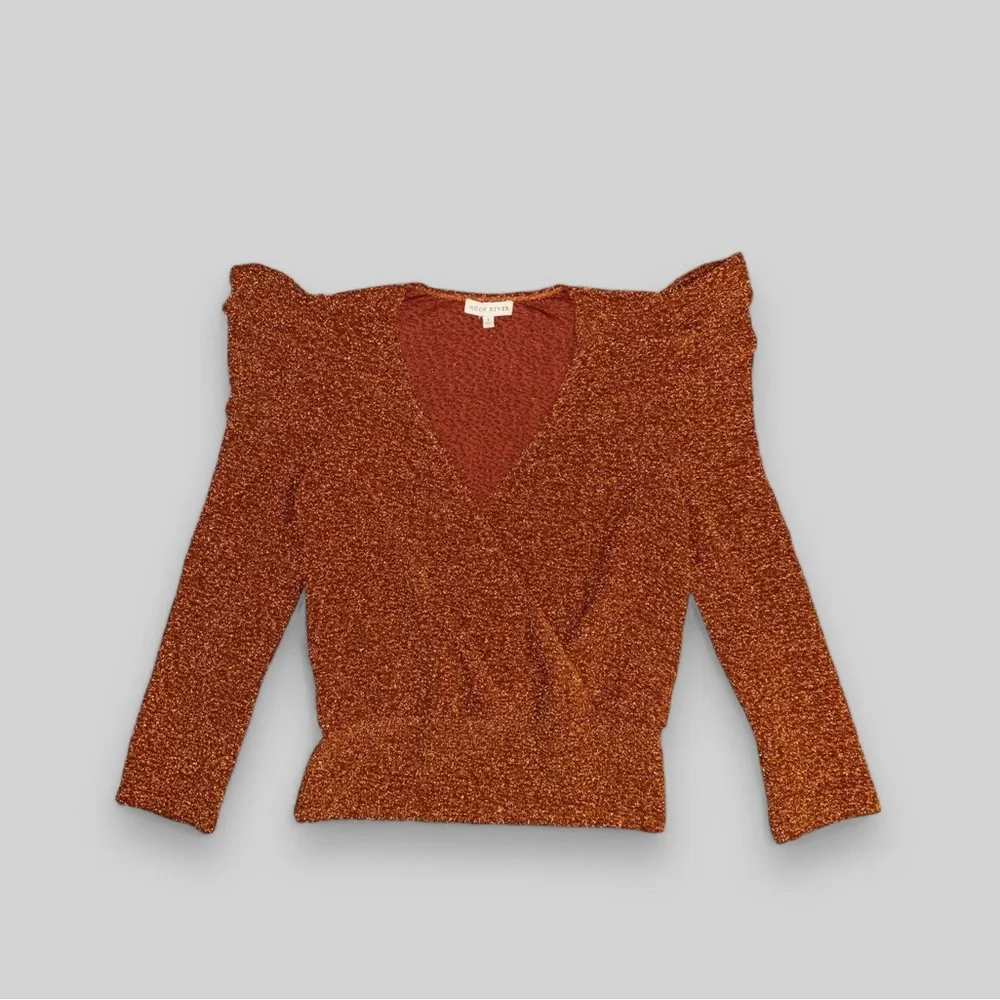 🍁 Moon River Ruched Deep-V Top - Picture 1 of 3